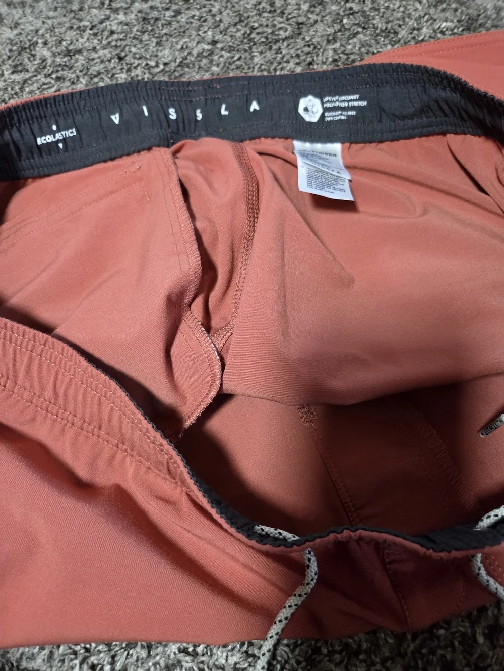 Vissla Solid Sets Ecolastic Board Shorts Brick Red Coconut Poly Ethical XXL